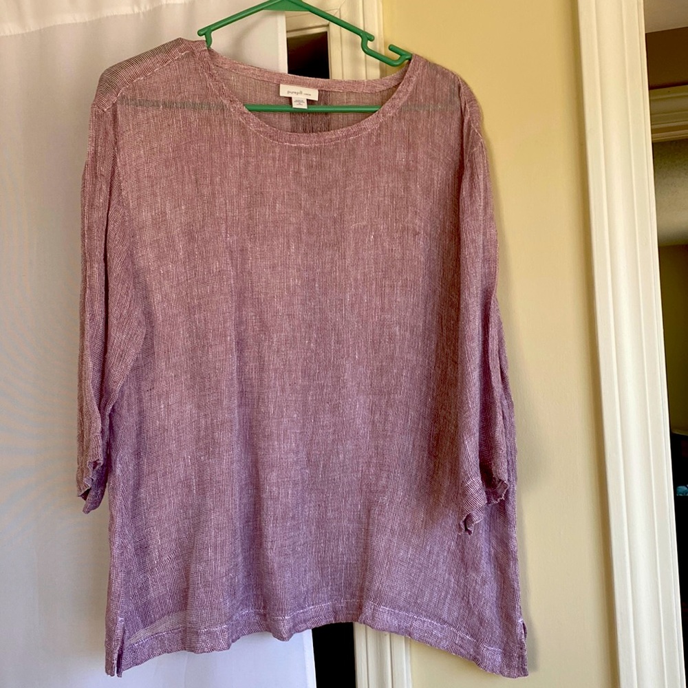J Jill top, linen, medium petite.  Worn once, semi sheer.  Matches pants.